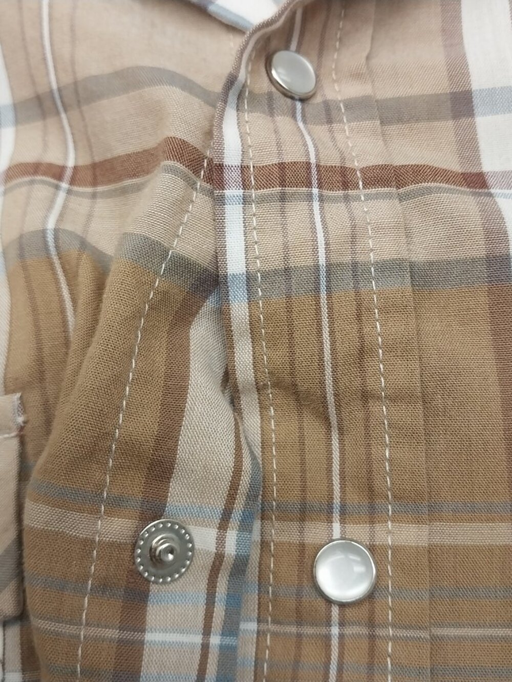 PLAINS WESTERN WEAR PEARL SNAP PLAID SIZE M SHORT SLEEVE SHIRT - Picture 9 of 13